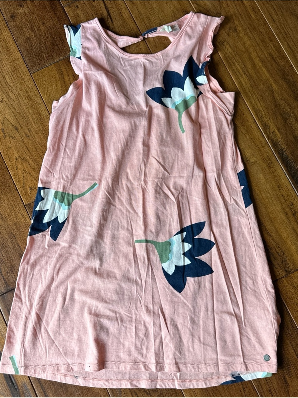 Roxy Girls Pink Flower Flutter Sleeve Tank Dress 12 Large Apache